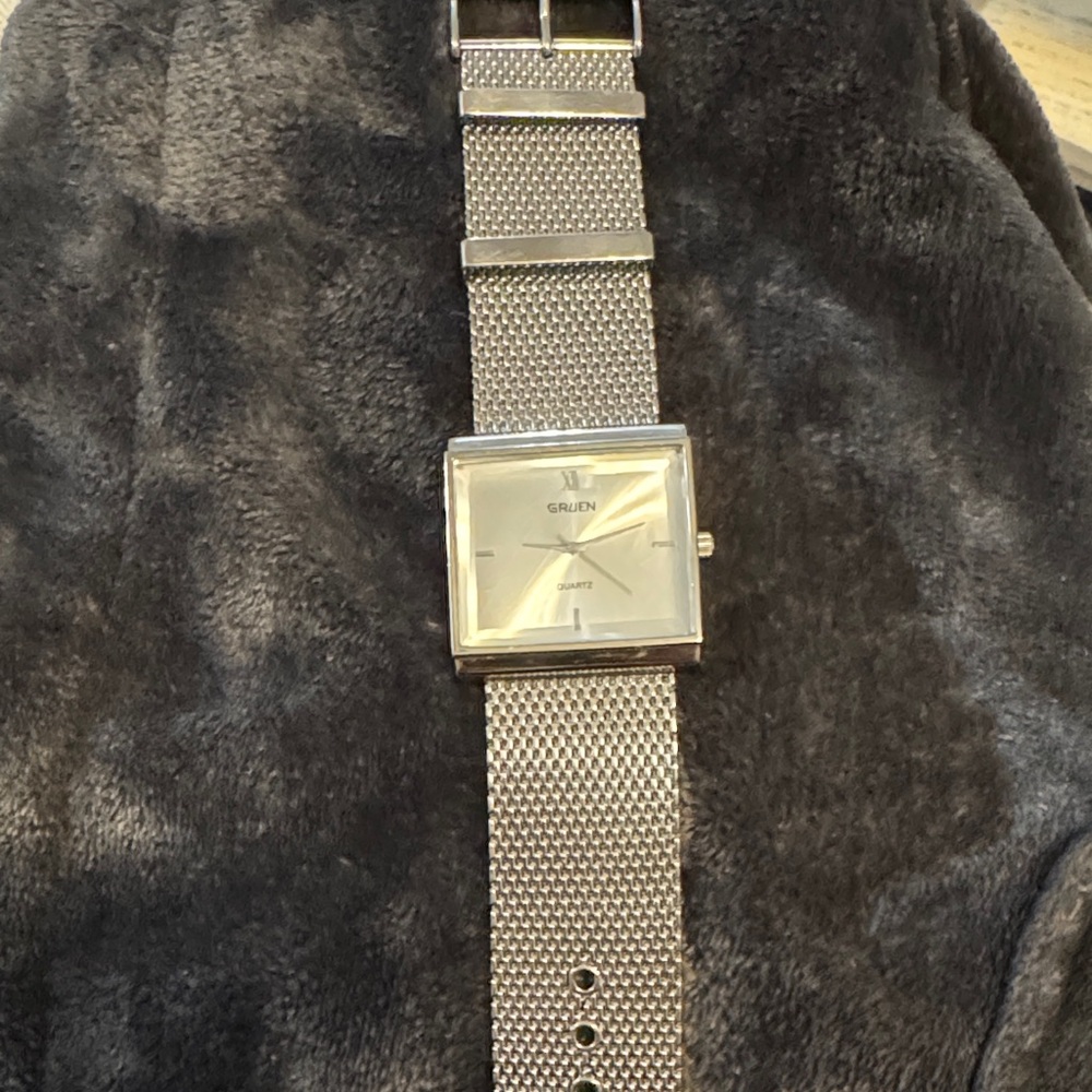 Gruen Silver Square Dial Unisex Watch